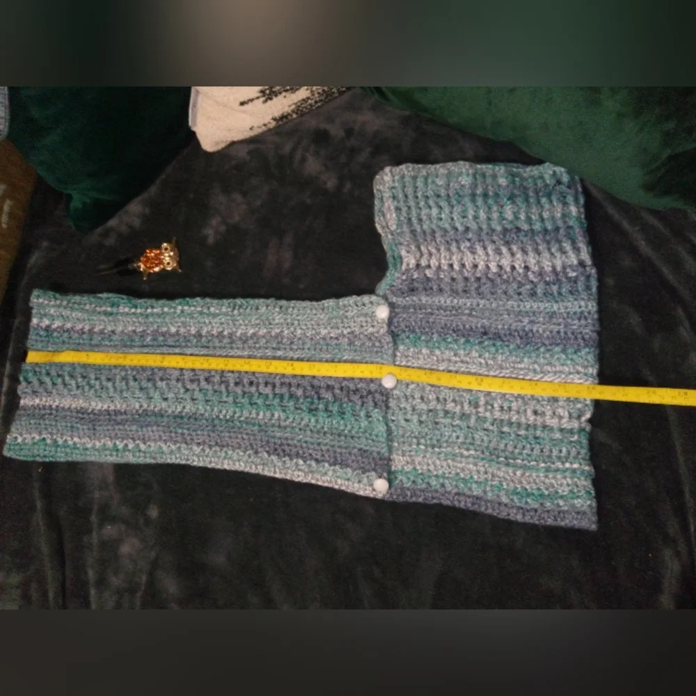 Handcrafted Crochet Textured Blues Multiwear Scarf NEW